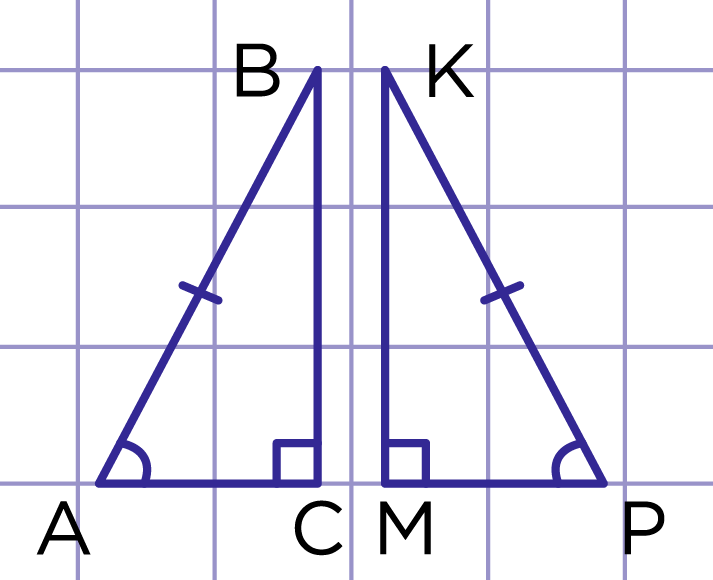 Рис. 3. Треугольники равны по гипотенузе и острому углу
